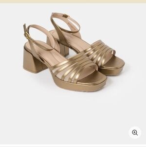 Gold Platform Slingback Sandals by Wydr. Designed For Wide Feet!